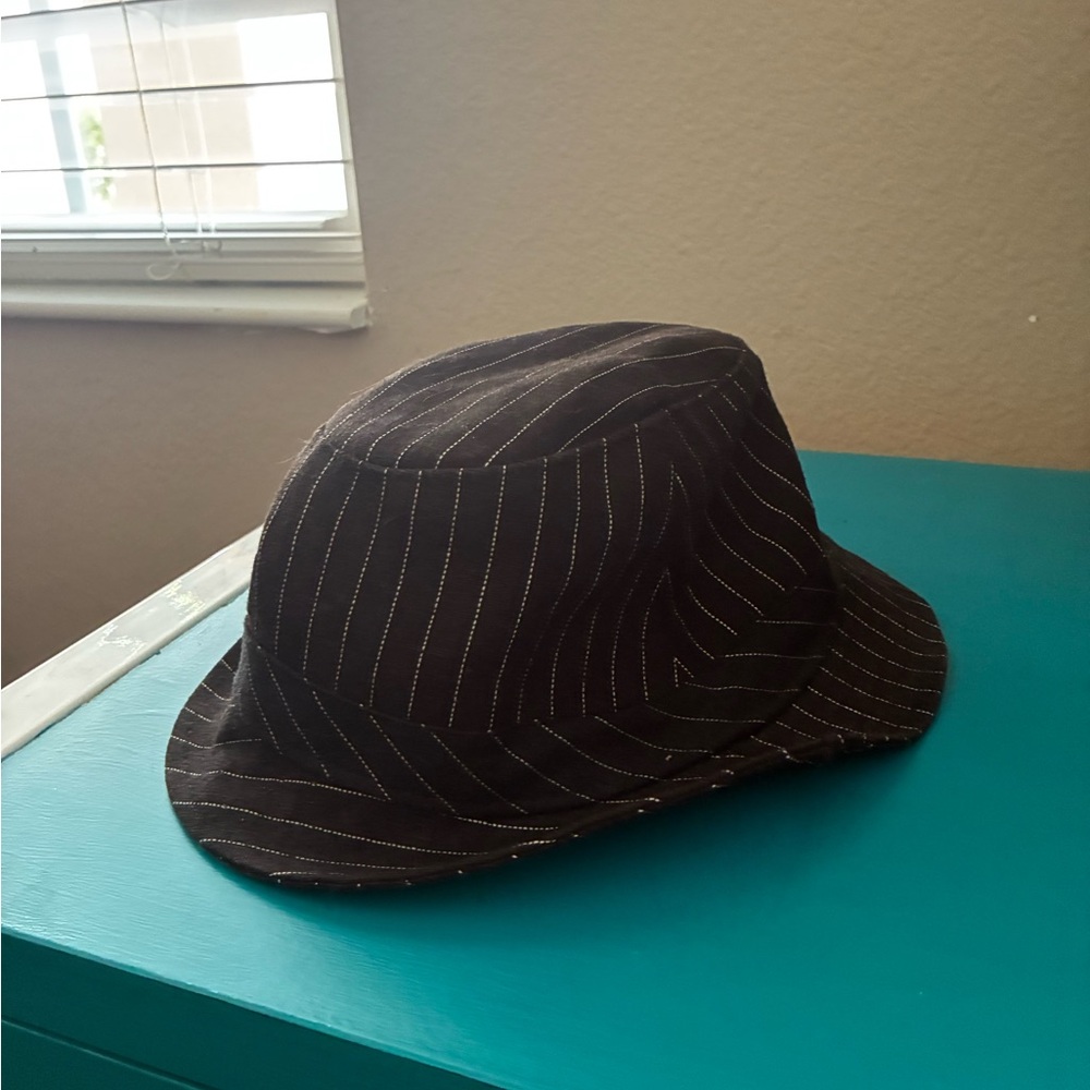 Black Pinstripe Fedora Hat